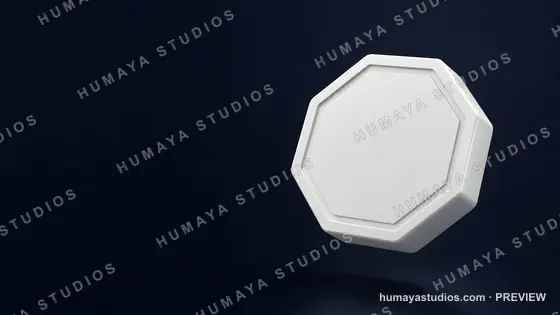 White Octagon Pedestal Platform 3D Render on Dark Background