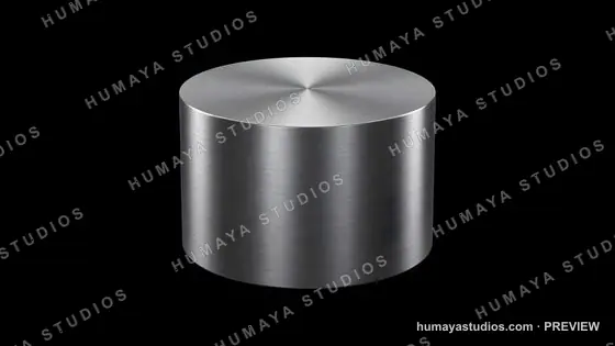 Brushed Steel Cylinder on Black Background