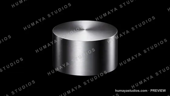Brushed Steel Cylinder on Black Background