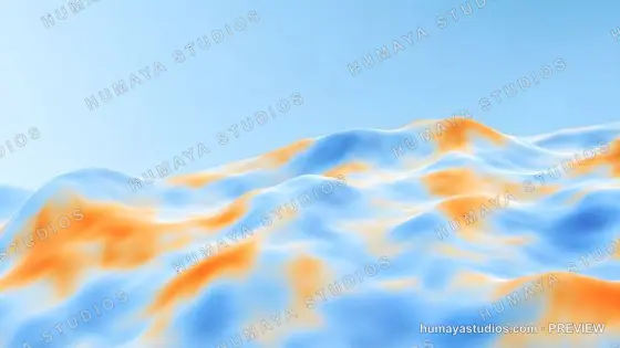 Abstract 3D blue and orange fluid wave background landscape