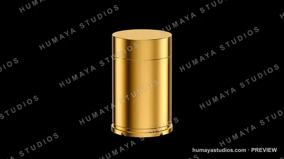 Gold Container Cylindrical Object Isolated on Black Background