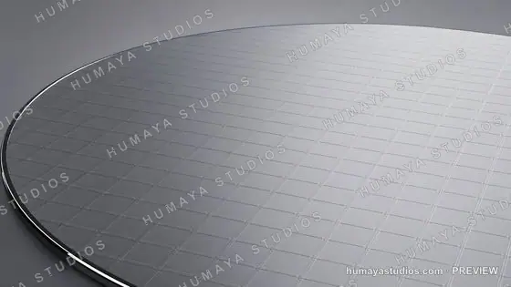 Silicon Wafer with Microchip Die Grid for Semiconductor Production