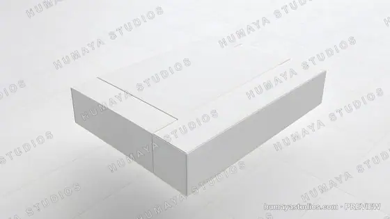 Blank White Packaging Box Mockup Isolated on Tiled Floor