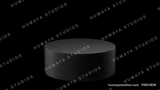 Black Cylinder Pedestal on Dark Background