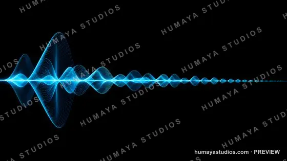 Blue Sound Wave Graphic Equalizer on Black Background