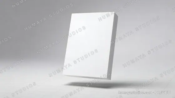 Floating White Book Mockup on Minimalist Grid Background