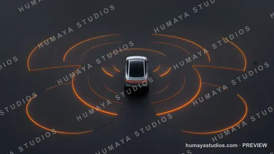 Autonomous Electric Vehicle with Radar Sensor Waves Visualization
