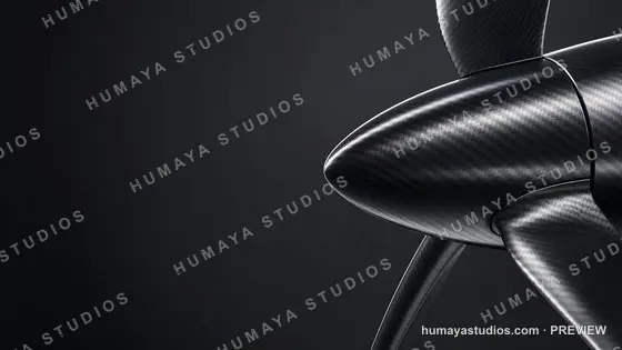 Carbon Fiber Airplane Propeller Spinner in Studio Light