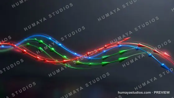 Abstract Glowing Waves with Particles and Arrows