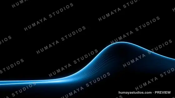 Abstract Glowing Blue Light Wave on Black Background