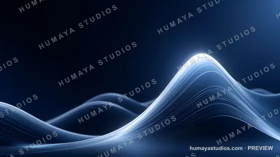 Abstract Glowing Wave Lines on Dark Blue Background