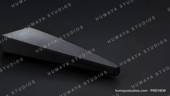 Metallic Wedge Object on Dark Background