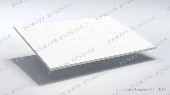 White Grid Paper Floating on Light Background