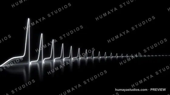Glowing Heartbeat Monitor EKG Waveform on Black Background