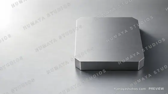 Brushed Metal Block on Steel Surface