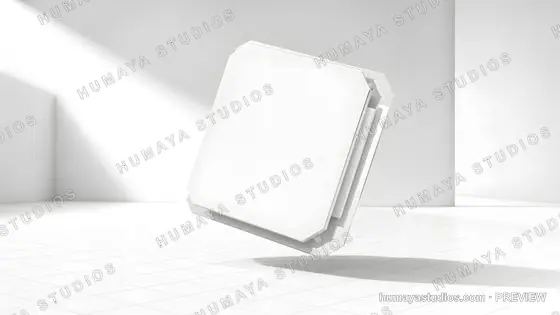 Floating White Tech Gadget Product Mockup in Minimalist Studio