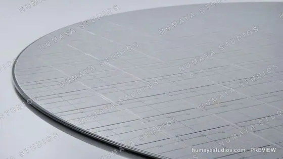 Silicon Wafer Surface Close-Up for Semiconductor Manufacturing