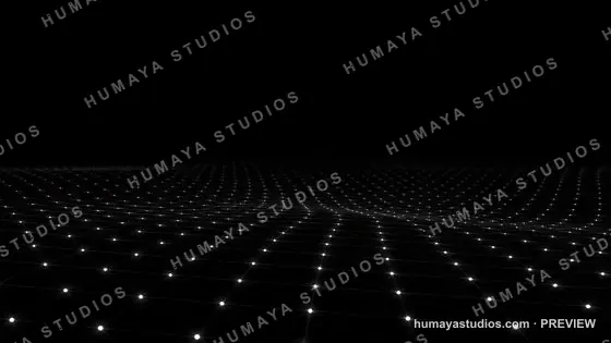 Abstract Digital Wireframe Grid with Glowing Nodes