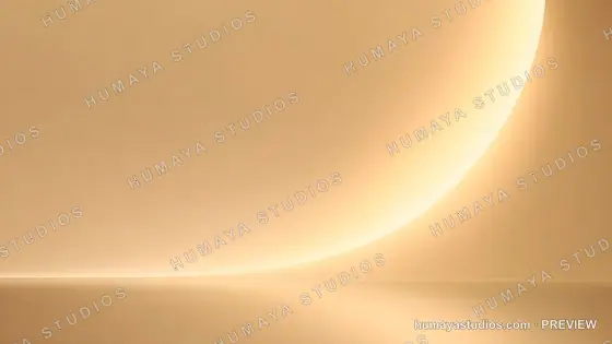 Minimalist beige pedestal podium with glowing arch light background