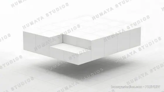Floating white cubic structure abstract minimal design