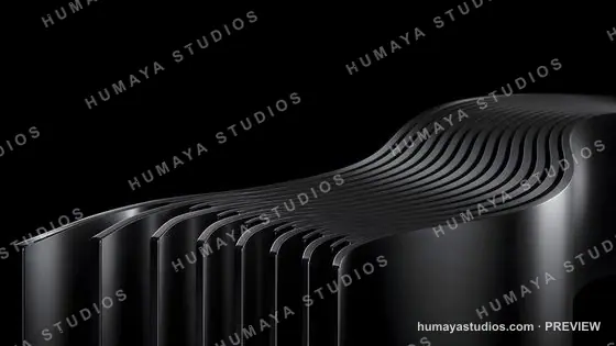 Modern Black Abstract Wave Architecture Sculpture Structure