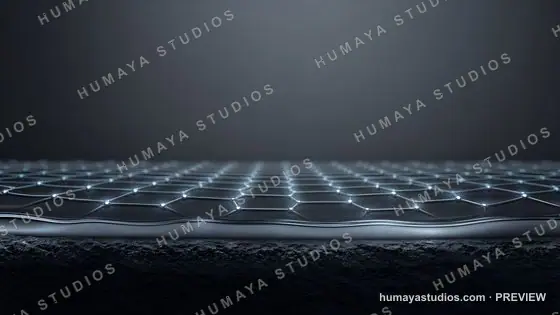 Graphene sheet molecular structure on dark surface background