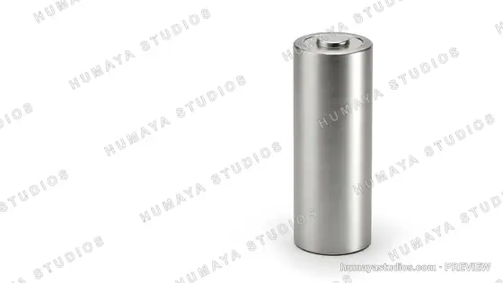 Metallic battery cell isolated on white background